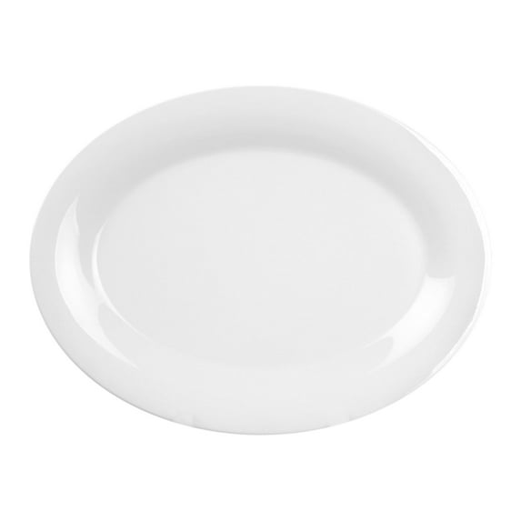 Excellante Color White Melamine Dinnerware Collection 9.5 x 7.25 inch Oval Platter, Comes in Dozen