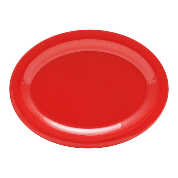 Excellante Color pure red melamine dinnerware collection pure red 12 x 9 inch oval platter, comes in dozen