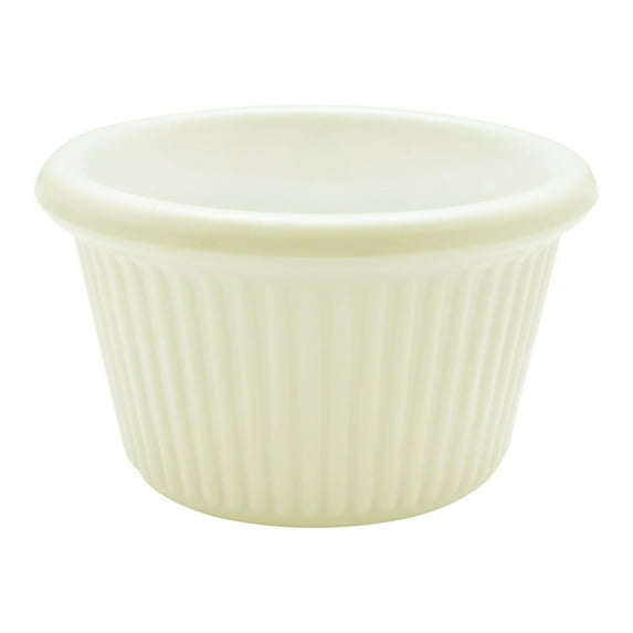 Excellante Fluted Melamine Ramekin Collection 1-1/2 oz., 2-1/2" Fluted Ramekin, Bone-Retail Pack, Melamine Dinnerware, Comes in Pack of 12