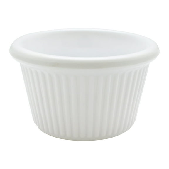 Excellante Fluted Melamine Ramekin Collection 1-1/2 oz., 2-1/2" Fluted Ramekin, White, Comes in Dozen