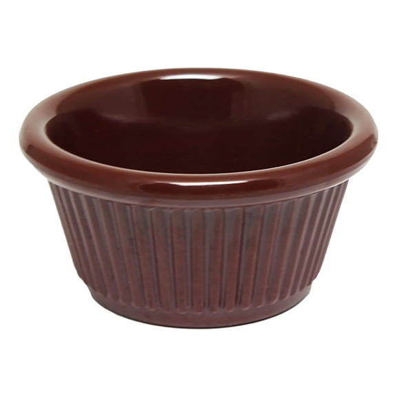 Excellante Fluted Melamine Ramekin Collection 3 oz., 3-1/8" Fluted Ramekin, Chocolate, Comes in Dozen