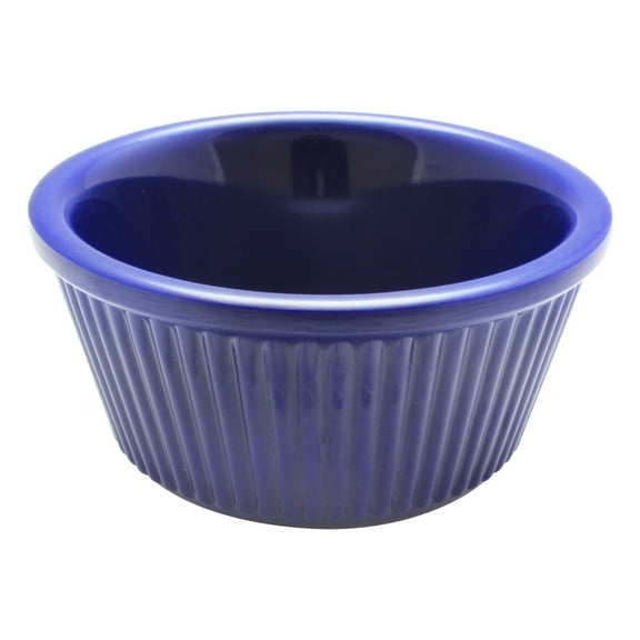Excellante Fluted Melamine Ramekin Collection 3 oz., 3-1/8" Fluted Ramekin, Cobalt Blue, Comes in Dozen