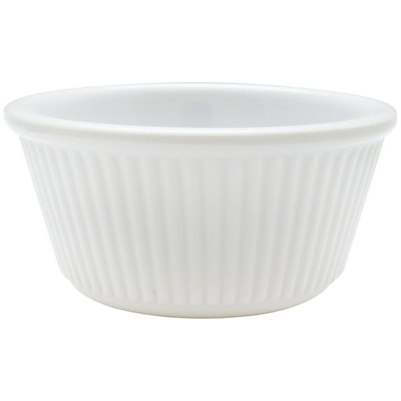 Excellante Fluted Melamine Ramekin Collection 3 oz., 3-1/8" Fluted Ramekin, White, Comes in Dozen