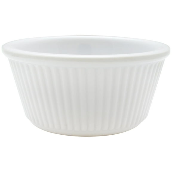 Excellante Fluted Melamine Ramekin Collection 3 oz., 3-1/8" Fluted Ramekin, White, Comes in Dozen