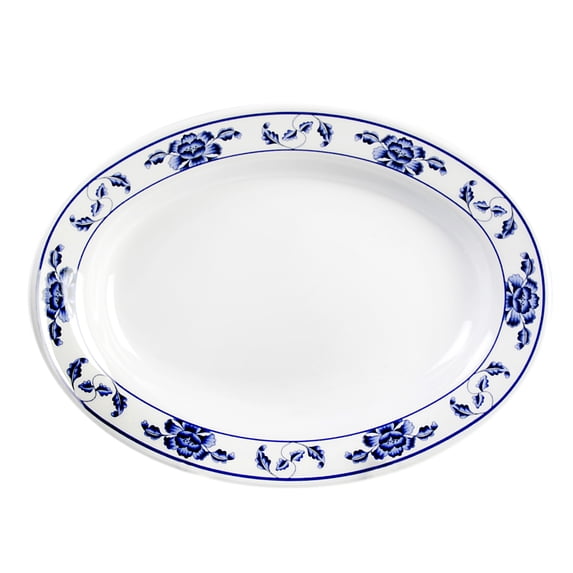 Excellante Lotus Melamine Dinnerware Collection 16 oz., 12" x 9" Deep Platter Lotus, Comes in Dozen