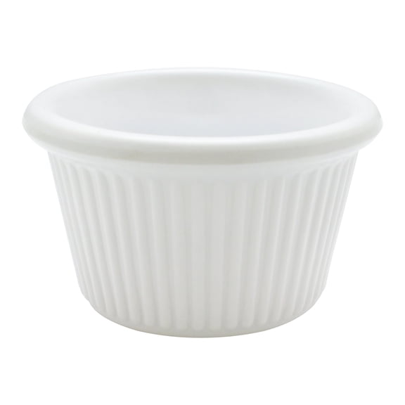 Excellante Melamine Ramekin Collection 1-1/2 oz., 2-1/2" Fluted Ramekin, White-Retail Pack, Melamine Dinnerware, Comes in Pack of 12