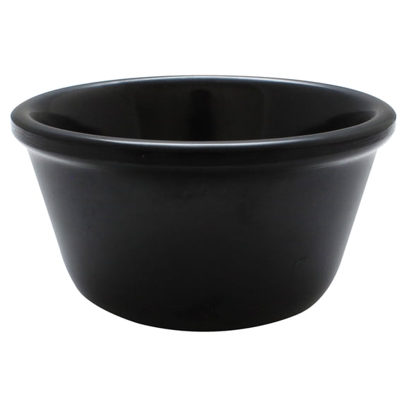 Excellante Melamine ramekin collection 4 oz, 3 3/8" smooth ramekin, black, comes in dozen