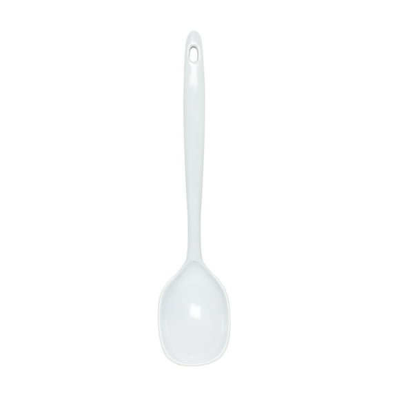 Excellante Melamine serving utensils collection 12" solid spoon, white, comes in dozen
