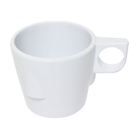 Excellante Milestone white melamine dinnerware collection 3.25 inch 7 oz stacking cup, comes in dozen