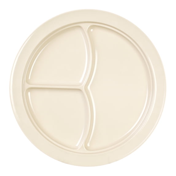 Excellante Nustone Tan Melamine Dinnerware Collection 10 1/4", 3 Compartment Plate, Comes in Dozen