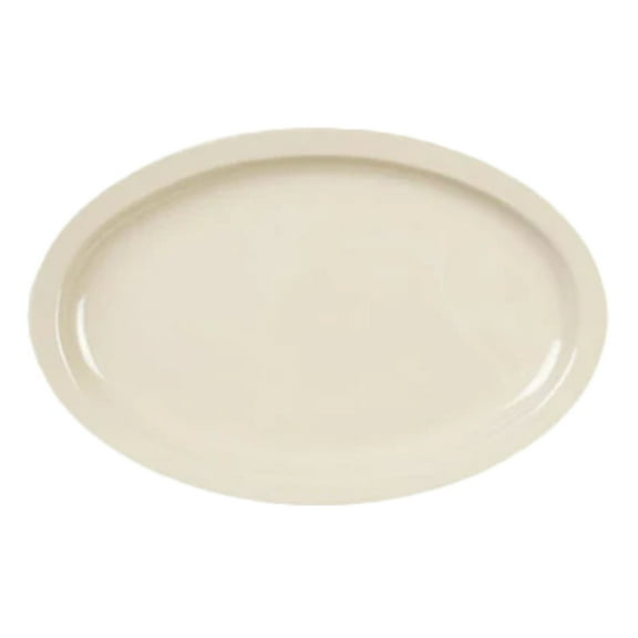Excellante Nustone Tan Melamine Dinnerware Collection 13" x 8 1/2" Narrow Rim Platter, Comes in Dozen