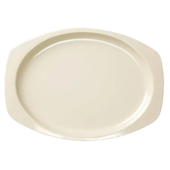 Excellante Nustone Tan Melamine Dinnerware Collection 15" x 10 5/8" Rectangular Platter, Comes in Dozen