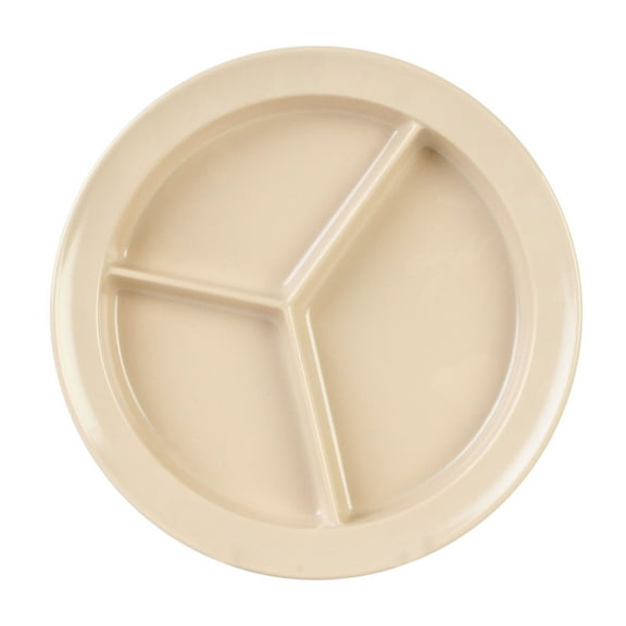 Excellante Nustone Tan Melamine Dinnerware Collection 8 3/4" Deep Compartment Plate, Comes in Dozen
