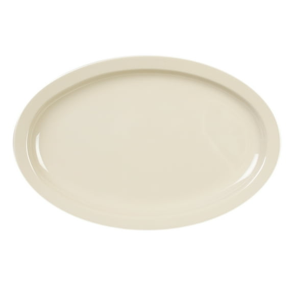 Excellante Nustone Tan Melamine Dinnerware Collection 9.75 x 6.75 inch, Oval platter with Narrow Rim, Comes in Dozen