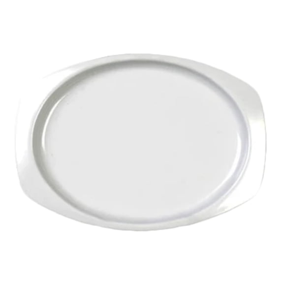 Excellante Nustone White Melamine Dinnerware Collection 15" x 10 5/8" Rectangular Platter, Comes in Dozen