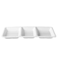 thumbnail image 1 of Excellante Passion White melamine dinnerware collection 14.75 x 6.25 inch x 1.375 inch rectangular 3 section compartment tray, comes in each, 1 of 2