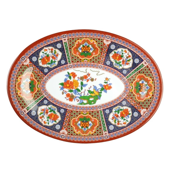 Excellante Peacock melamine dinnerware collection 9 7/8" x 7 1/4" platter, comes in dozen