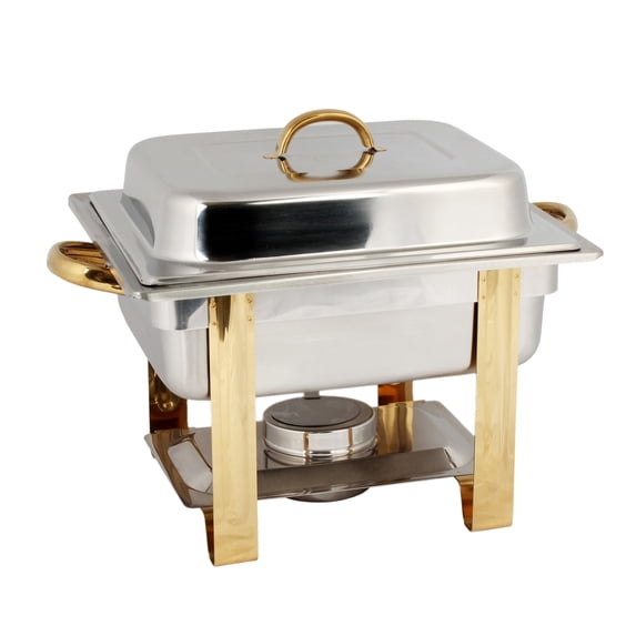 Excellante Stainless steel 4 quart gold accented chafer, comes in set
