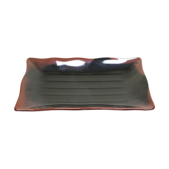 Excellante Tenmoku Melamine Dinnerware Collection 13 1/2" X 9 1/8" Wave Rectangular Plate, Comes in Dozen