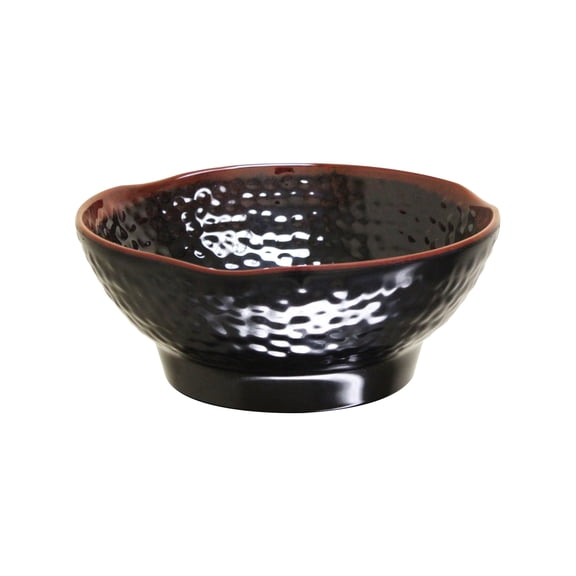 Excellante Tenmoku Melamine Dinnerware Collection 14 Oz, 5" Wave Rice Bowl, Comes in Dozen