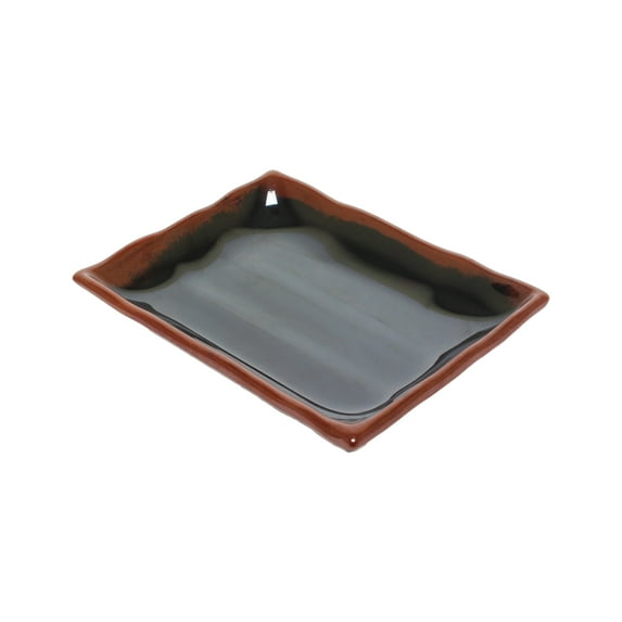 Excellante Tenmoku Melamine Dinnerware Collection 8 Oz, 6 1/4" X 4 3/4" Wave Rectangular Plate, Comes in Dozen