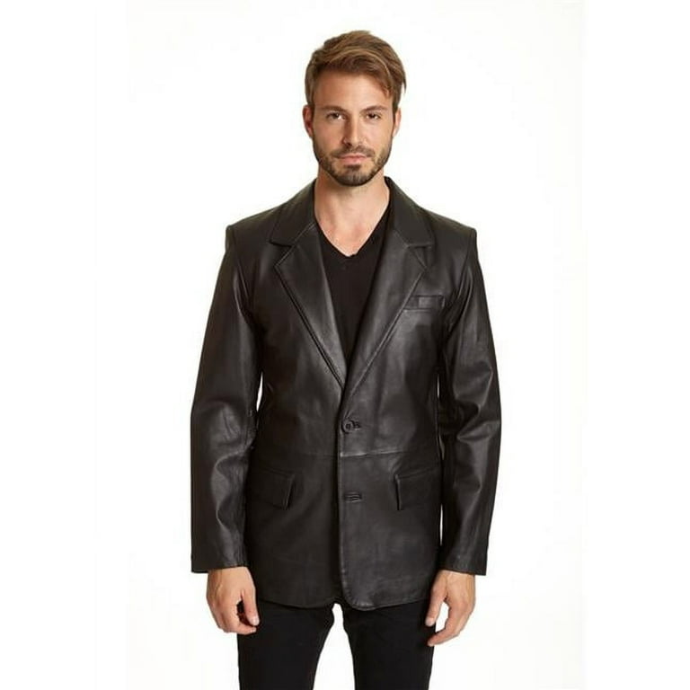 Excelled 4650RM Mens Lambskin Leather Blazer Jacket Black 44 Walmart