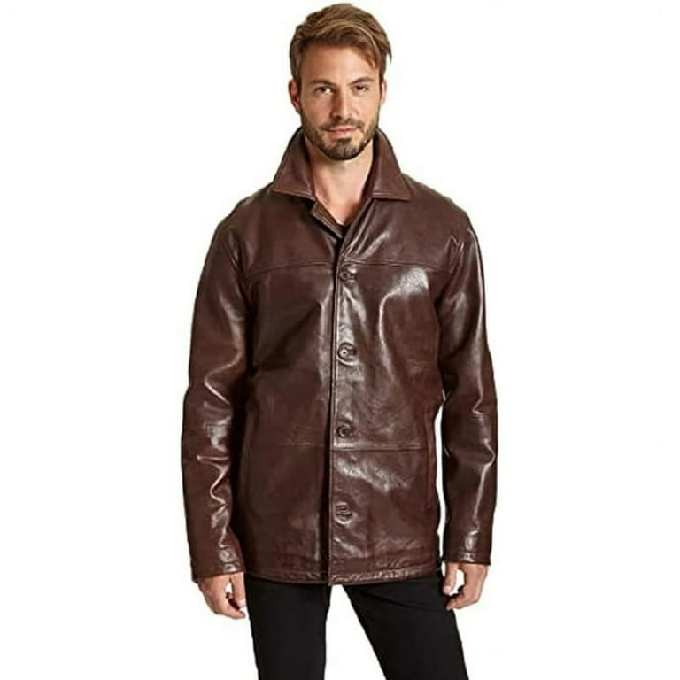 brown excelled leather coat