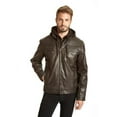 thumbnail image 1 of Excelled X2081PU Mens Hooded Faux Leather Jacket, Brown - Large, 1 of 1