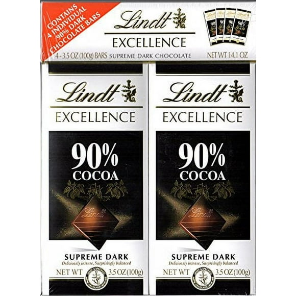 Excellence bar, 90% Cocoa Dark Chocolate, Gluten , Great for Holiday Gifting, 3.5 Oz, 4Count