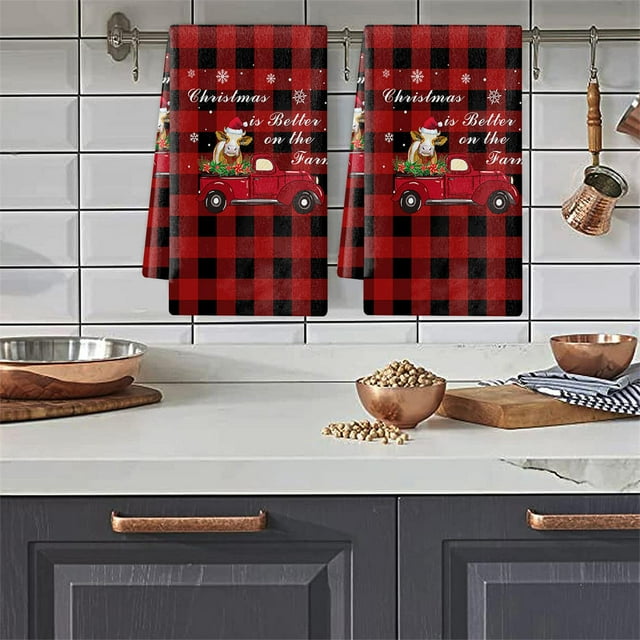 Excellent Dish Towel Durable Microfiber Kitchen Towel Christmas Styles