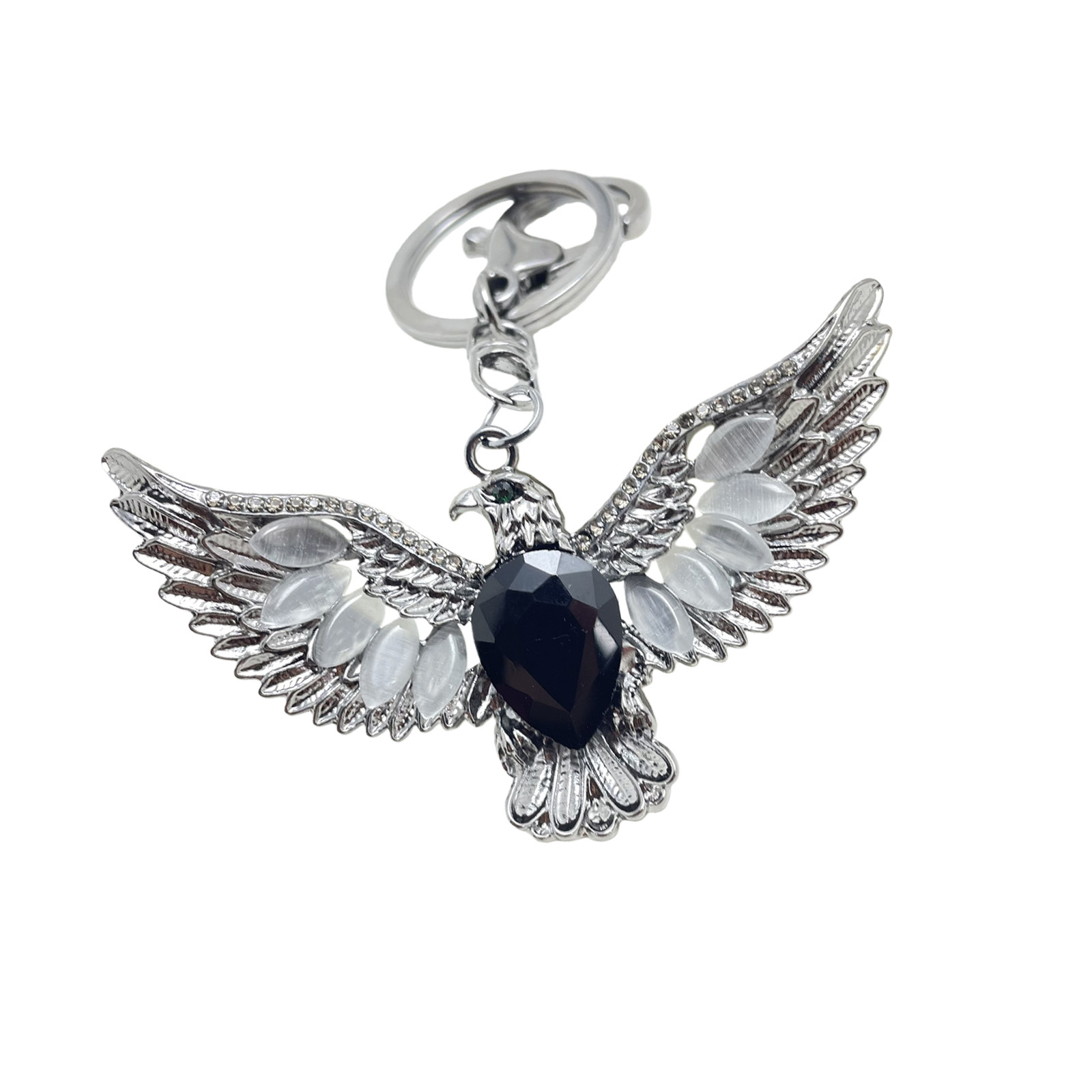 Excellent Gift Keychain Featuring Hawks And Eyes Stone Vintage Motifs Sturdy For Daily Use Or As Decorative Accessory