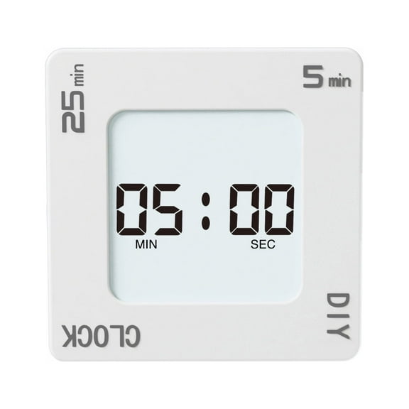 Excellent Home & Office Timer with Clock, 5, 15, 25 and DIY Custom Set Time Minutes Preset Countdown Timer, Easy-to-Use Time Management Tool (White), G400