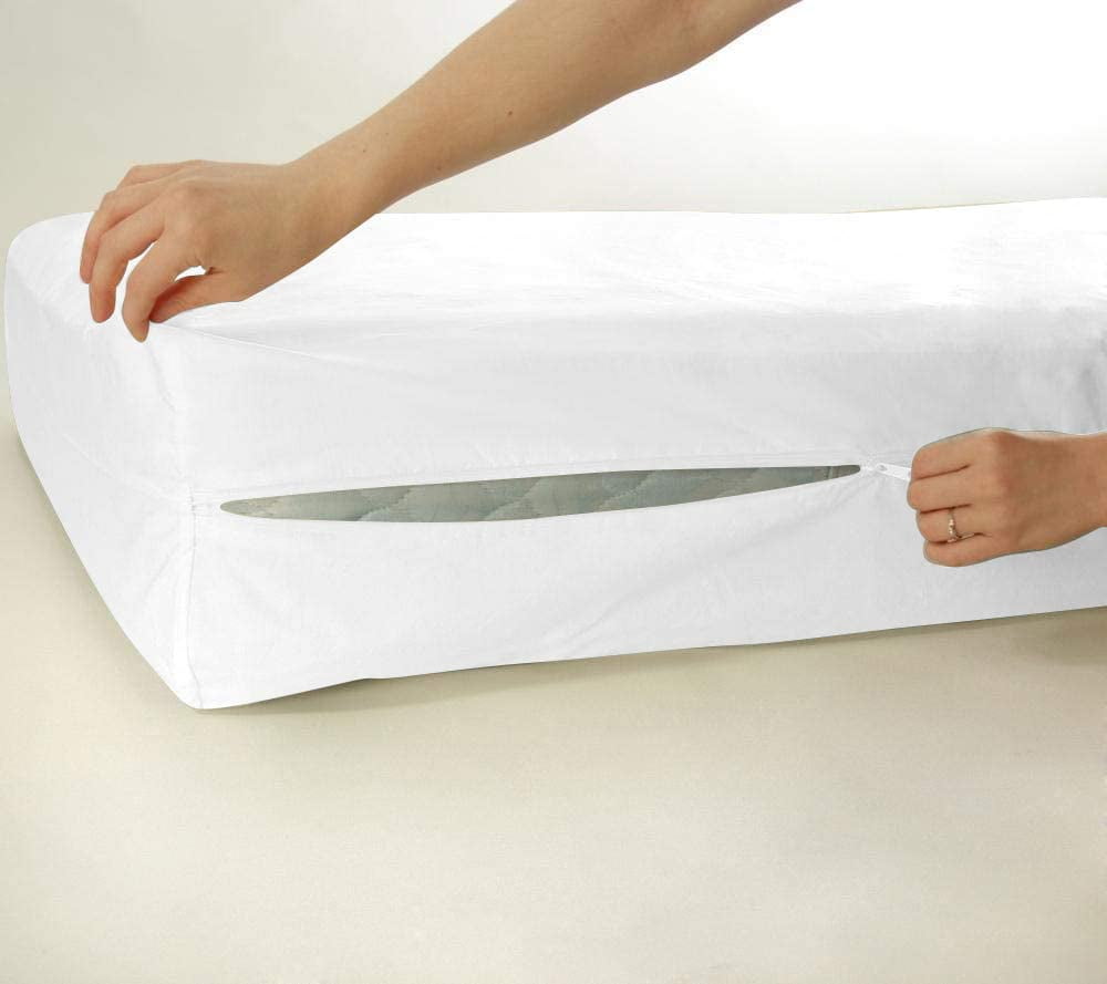 Excellent Soft Vinyl Cot Size Mattress Cover, Zips Around The Mattress