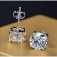 thumbnail image 1 of Excellent Stud Earrings 3Ct Round Cut VVS1 Moissanite Solitaire Stud Earrings 14K White Gold Plated Silver, 1 of 2