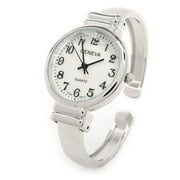 ExcellentWatchesInc- New Silver SL Geneva Metal Band Slim Case Women's Bangle Cuff Watch