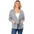 thumbnail image 1 of Excellentop Women's V Neck Open Front Frayed Fringe Cardigan Plunge Sweater with pockets, 1 of 6