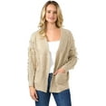thumbnail image 1 of Excellentop Women's V Neck Open Front Frayed Fringe Cardigan Plunge Sweater with pockets, 1 of 5