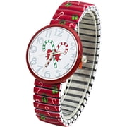 Excellentwatches Christmas Stretch Watch with Special Design on Band Christmas Candy Red