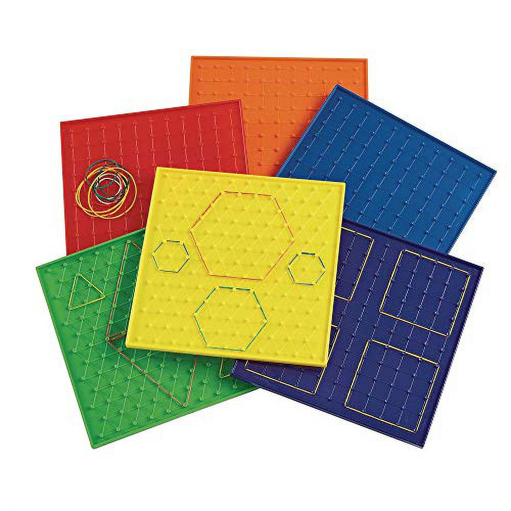 DOHE Educa Children's Geoplane Set — 6 Pack With 36 Elastic Bands, 15x15 Cm, Montessori Math & Geometry Toy