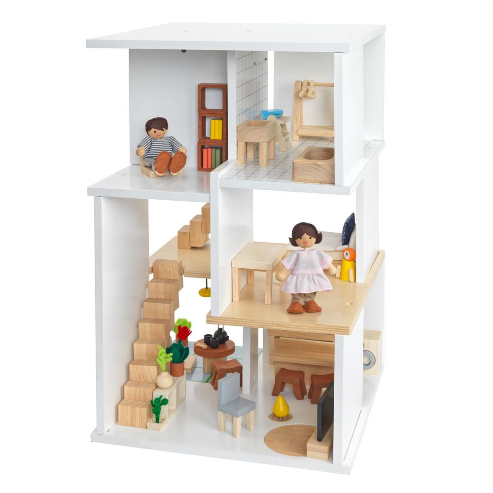 Excellerations Sustainably Harvested Rubberwood Modern Dollhouse