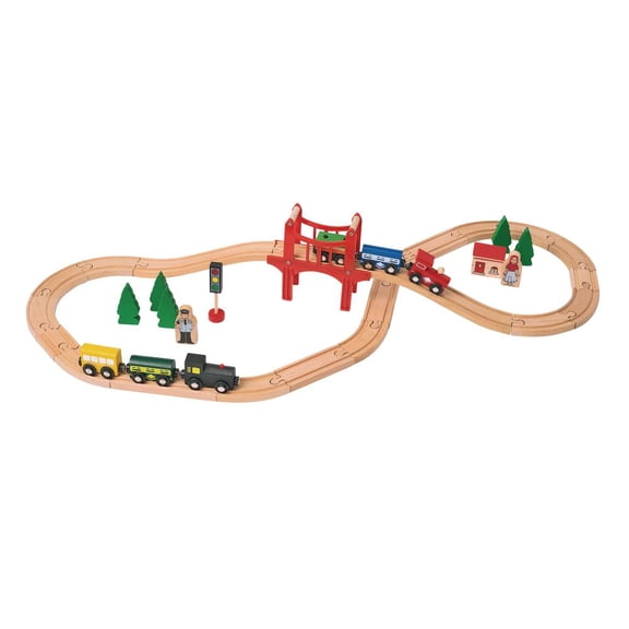 Excellerations Wooden Track & Train Set - 40 Pieces