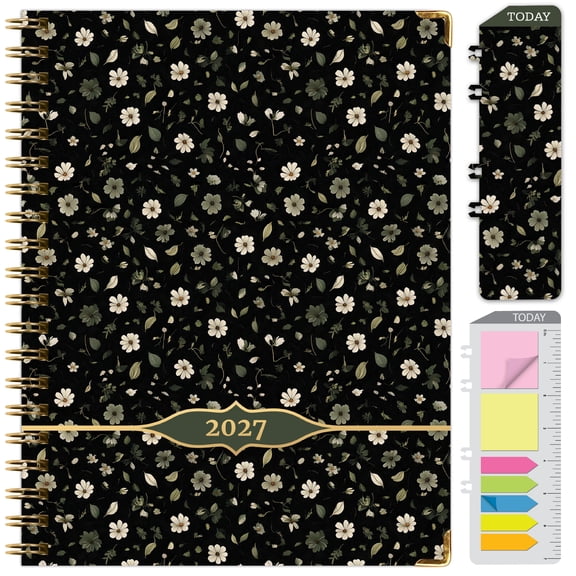 Excello 2027 14-Month Large Print Weekly & Monthly Planner Calendar, 8.5" x 11", Notes Sections, Holidays, Textured Hardcover, Primrose