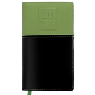 Excello 2027 14-Month Weekly & Monthly Pocket Planner, 3.5" x 6", Compact Agenda Calendar, 16 Notes Pages, Reference Calendars, Water-Resistant Cover, Green/Black