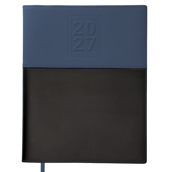 Excello 2027 14-Month Weekly & Monthly Pocket Planner, 8" x 10", Compact Agenda Calendar, 16 Notes Pages, Reference Calendars, Water-Resistant Cover, Navy/Black