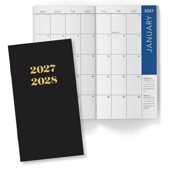 Excello 2027-2028 2-Year Monthly Pocket Planner, 3.8 x 6.5 in., Compact Calendar and Appointment Organizer for Purse, Travel, Work and Personal Scheduling, Black