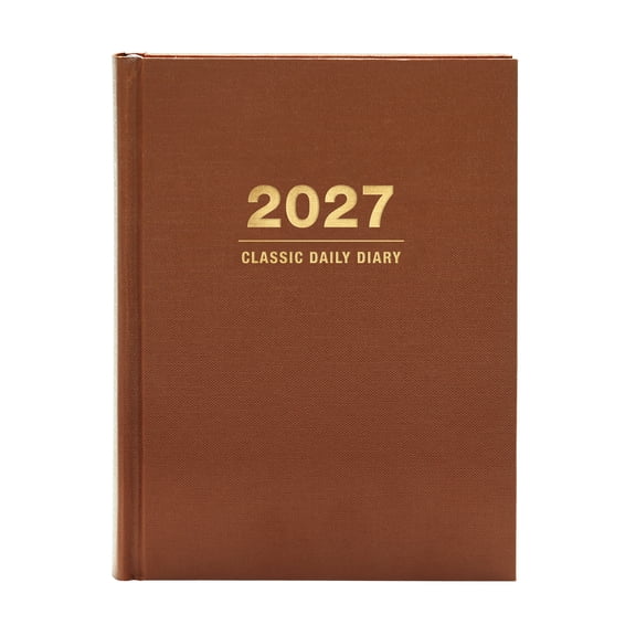 Excello 2027 Hardcover Daily Diary Journal Planner, 6" x 8", Brown