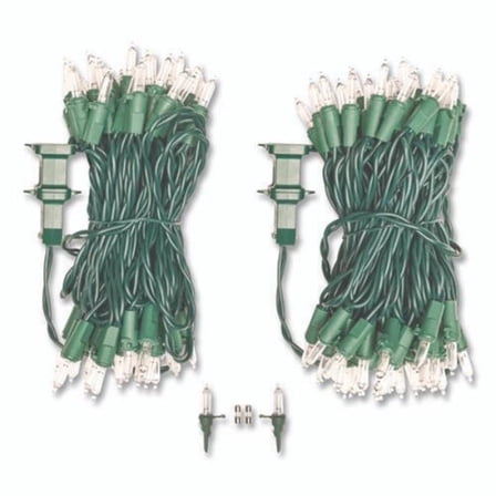 Excello GPUEGPHLGWWL 25 ft. Indoor & Outdoor LED Holiday String Lights - 2 Strands, White & Green