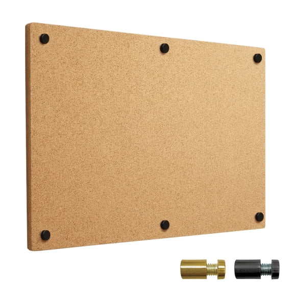 Excello Brands Cork Bulletin Board, Black and Gold Wall Posts, 18" x 24"