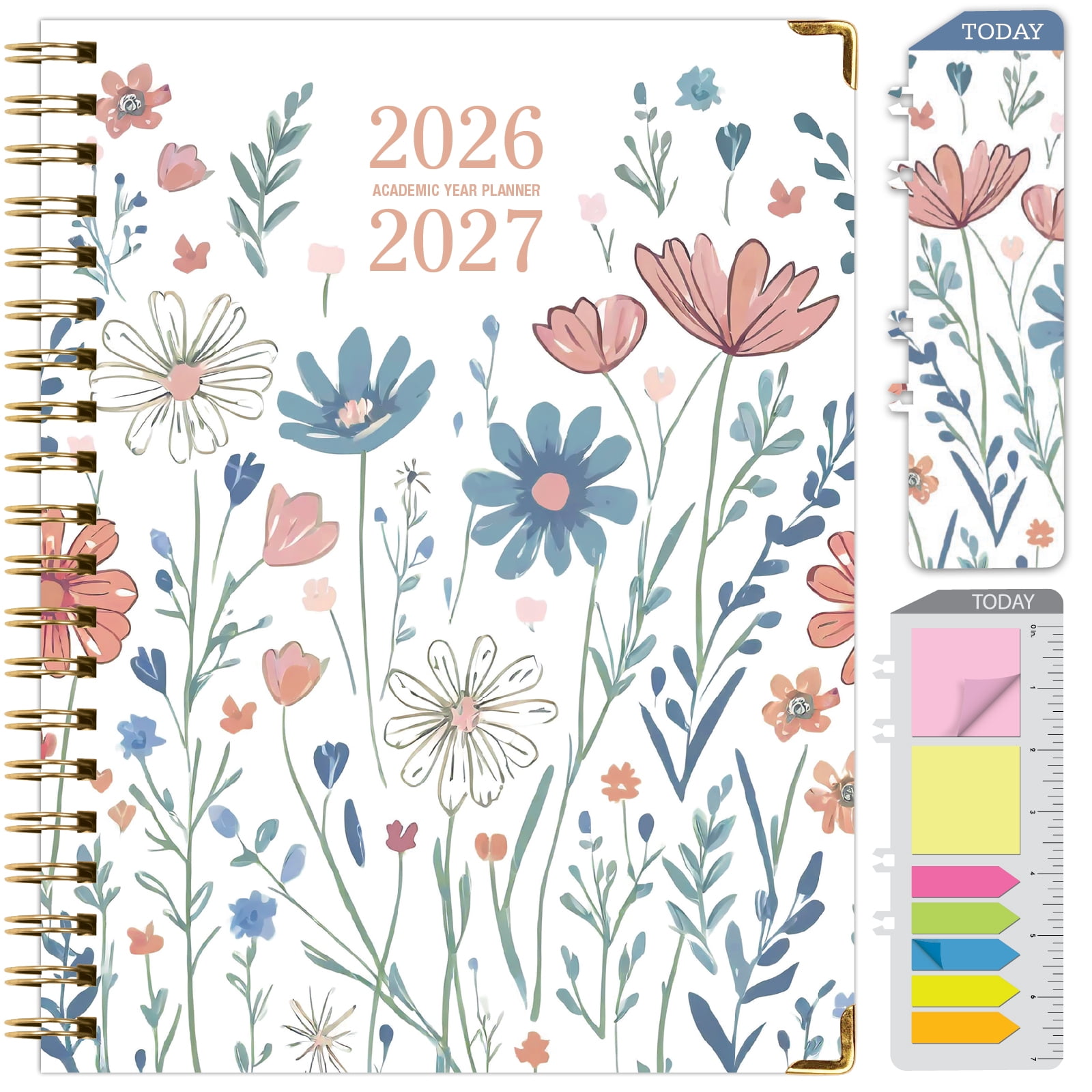 Excello Brands Hardcover AY 2026-2027 Fashion Planner - 8.5"x11" (Colorful Botanicals)