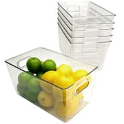 Excello Global Products 10.12" x 6.02" x 5.31" Rigid Plastic Clear Storage Bins for organizing and storing household goods, food, or Office supplies (Pack of 6) - EGP-HD-0370
